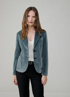 Slim Fit Velour 2 Button Blazer