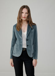 Slim Fit Velour 2 Button Blazer