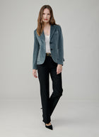 Slim Fit Velour 2 Button Blazer