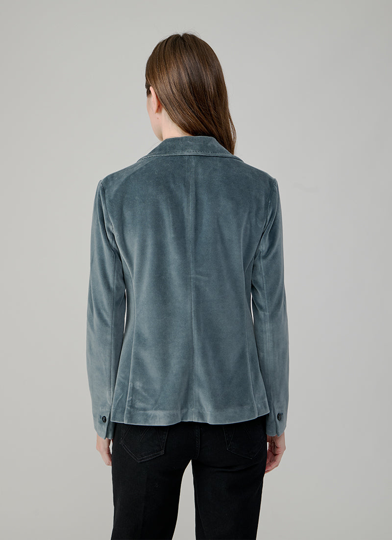 Slim Fit Velour 2 Button Blazer