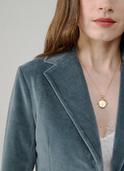 Slim Fit Velour 2 Button Blazer