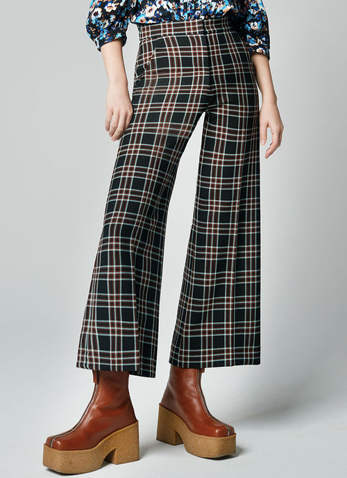 Smythe Wide-Leg Plaid Culotte
