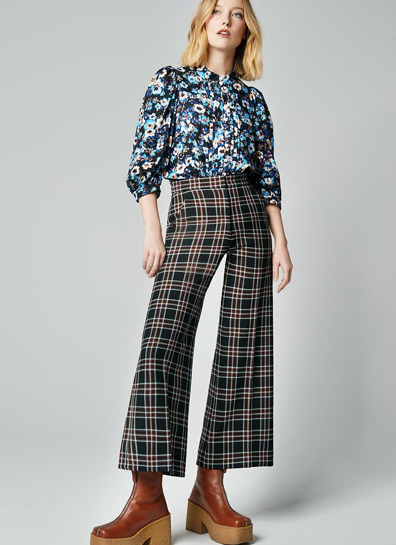 Smythe Wide-Leg Plaid Culotte