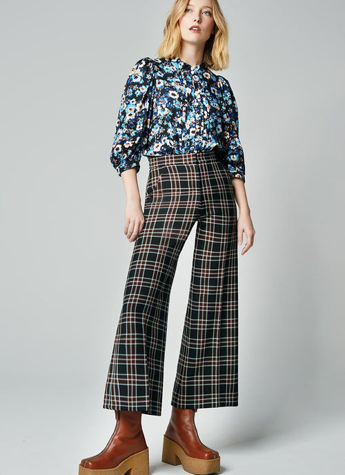 Smythe Wide-Leg Plaid Culotte