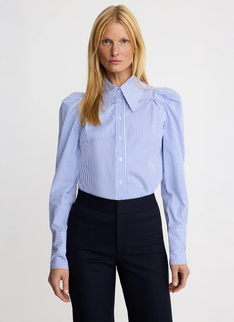 Smythe Box Pleat Shirt Blue Stripe