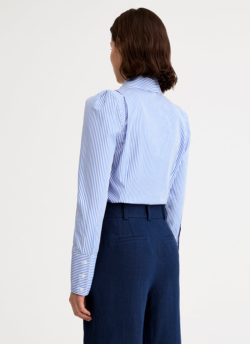 Smythe Box Pleat Shirt Blue Stripe