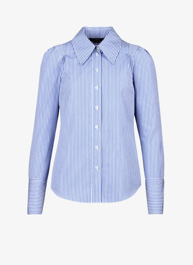 Smythe Box Pleat Shirt Blue Stripe