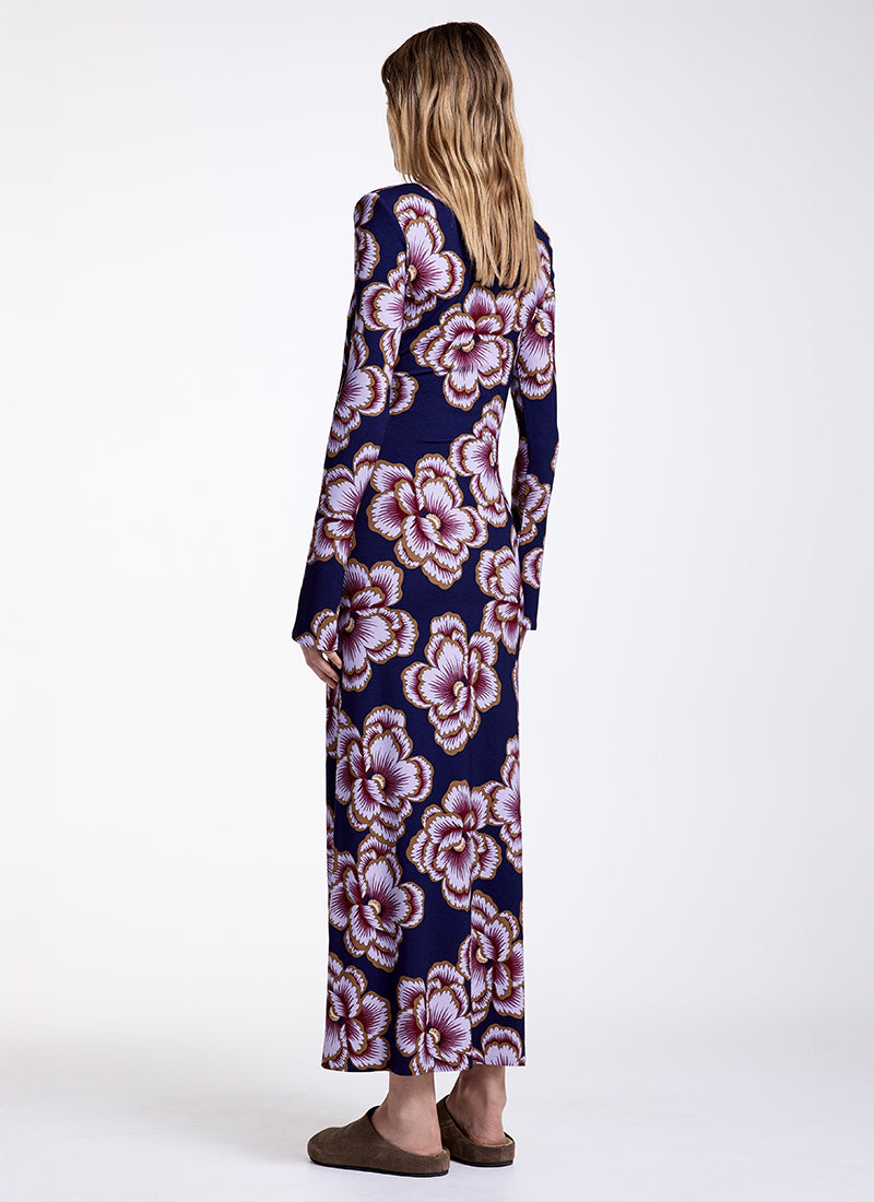 knee length dresses for ladies Authentic Cream Crewneck Long Sleeve Fit and Flare Dress main image 1