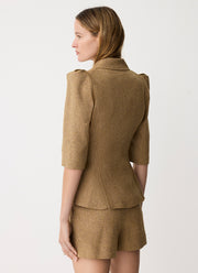 Smythe Crop Sleeve Pouf One Button Blazer
