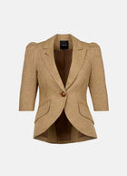 Smythe Crop Sleeve Pouf One Button Blazer