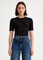 Smythe Elbow Sleeve Knit Crewneck Top