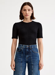 Smythe Elbow Sleeve Knit Crewneck Top
