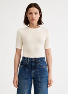 Smythe Elbow Sleeve Knit Crewneck Top