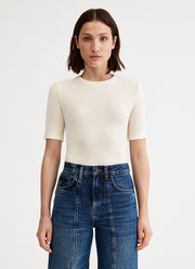 Smythe Elbow Sleeve Knit Crewneck Top