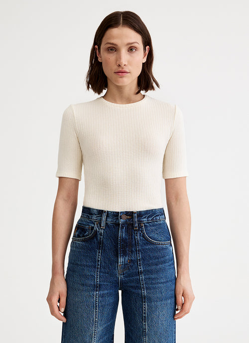  Elbow Sleeve Knit Crewneck Top by Smythe at Andrews 