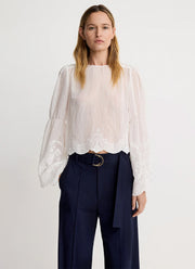 Smythe Embroidered Bell Sleeve Blouse