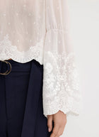 Smythe Embroidered Bell Sleeve Blouse