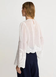 Smythe Embroidered Bell Sleeve Blouse