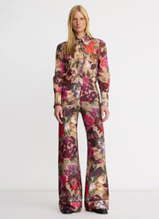 Piped Side-Zip Palazzo Pant