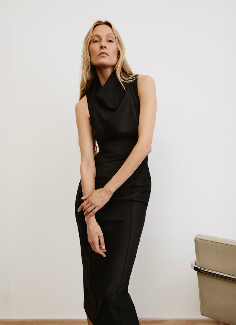 Smythe Funnel Neck Midi Dress