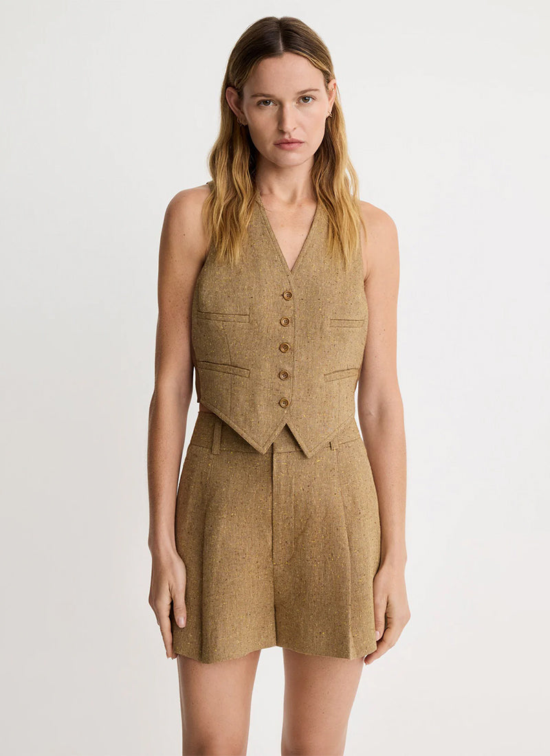 Smythe Mid Rise Pleated Shorts