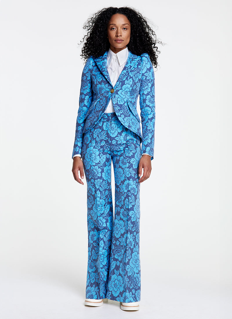 Smythe Taped Pouf Sleeve One Button Blazer