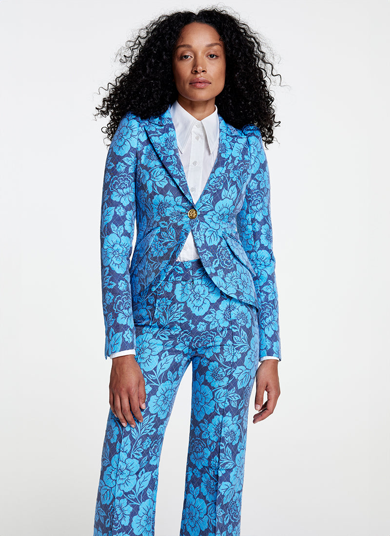 Smythe Taped Pouf Sleeve One Button Blazer