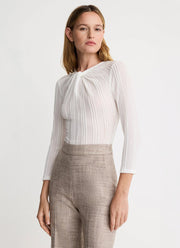 Smythe Twist Neck Knit Top