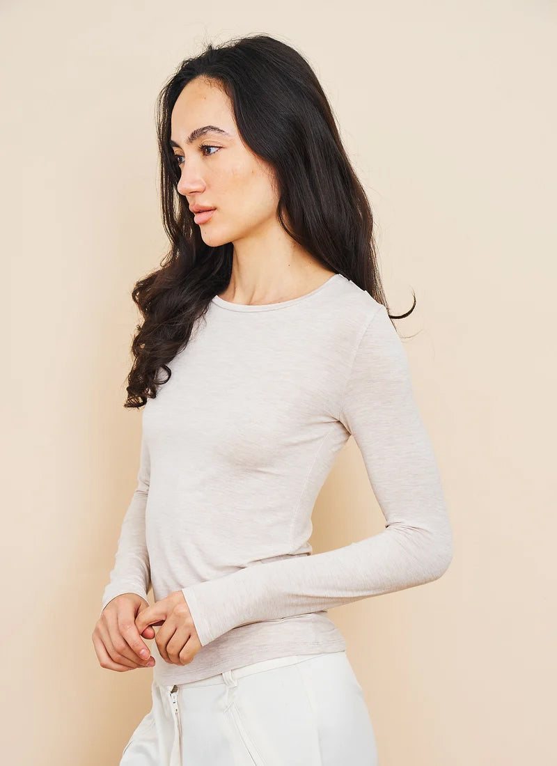  Soft Touch Long Sleeve Crew Neck T-Shirt by Majestic at Andrews 