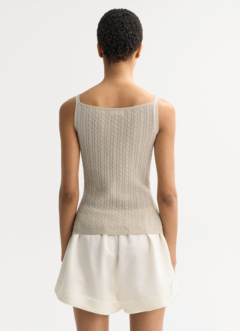 The Cable Knit Singlet in beige by Soft Goat
