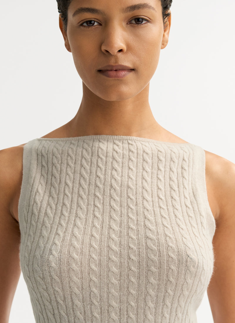 The Cable Knit Singlet in beige by Soft Goat