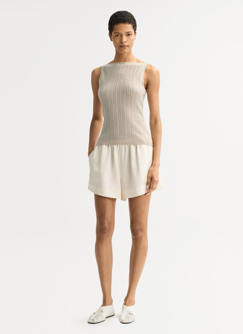 The Cable Knit Singlet in beige by Soft Goat