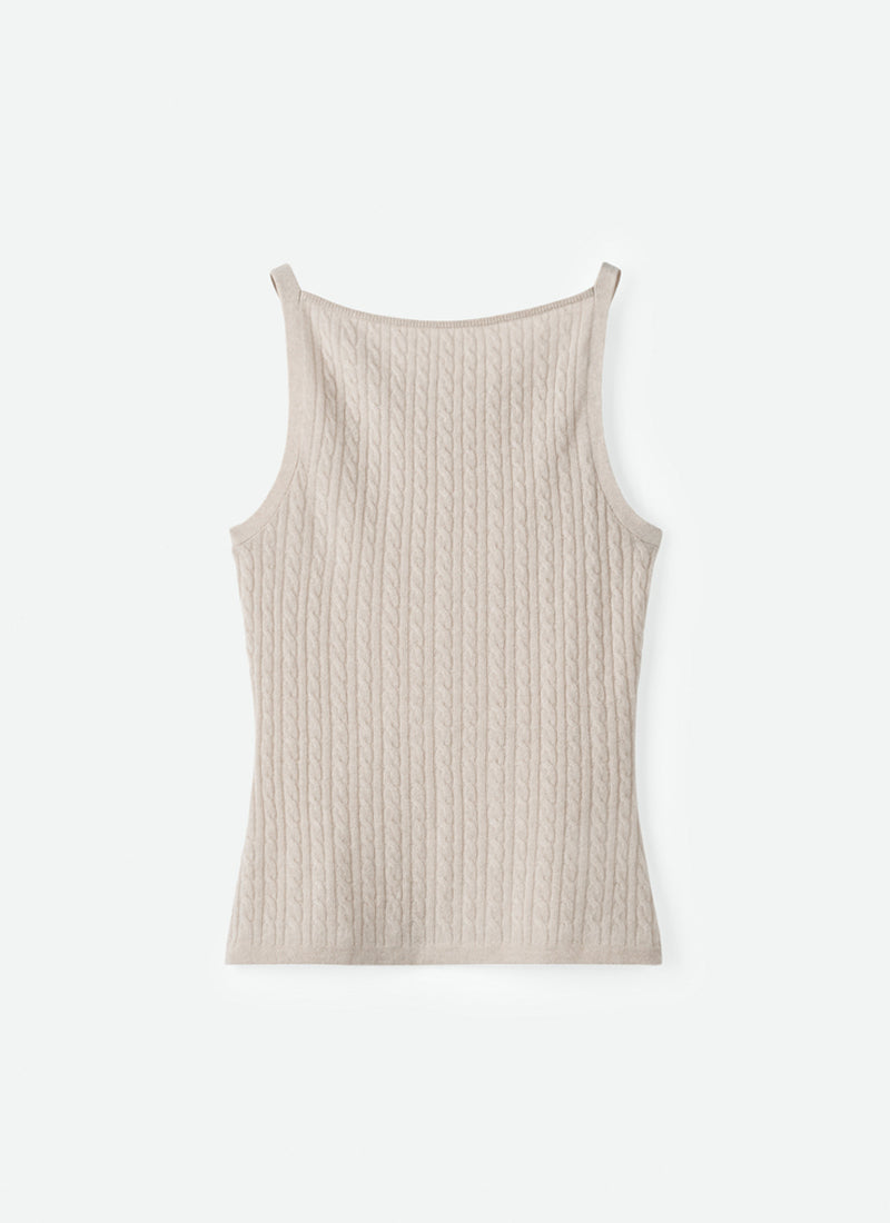 The Cable Knit Singlet in beige by Soft Goat