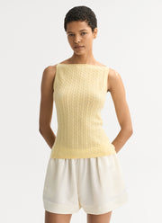 Soft Goat Cable Knit Cashmere Singlet Tank Top