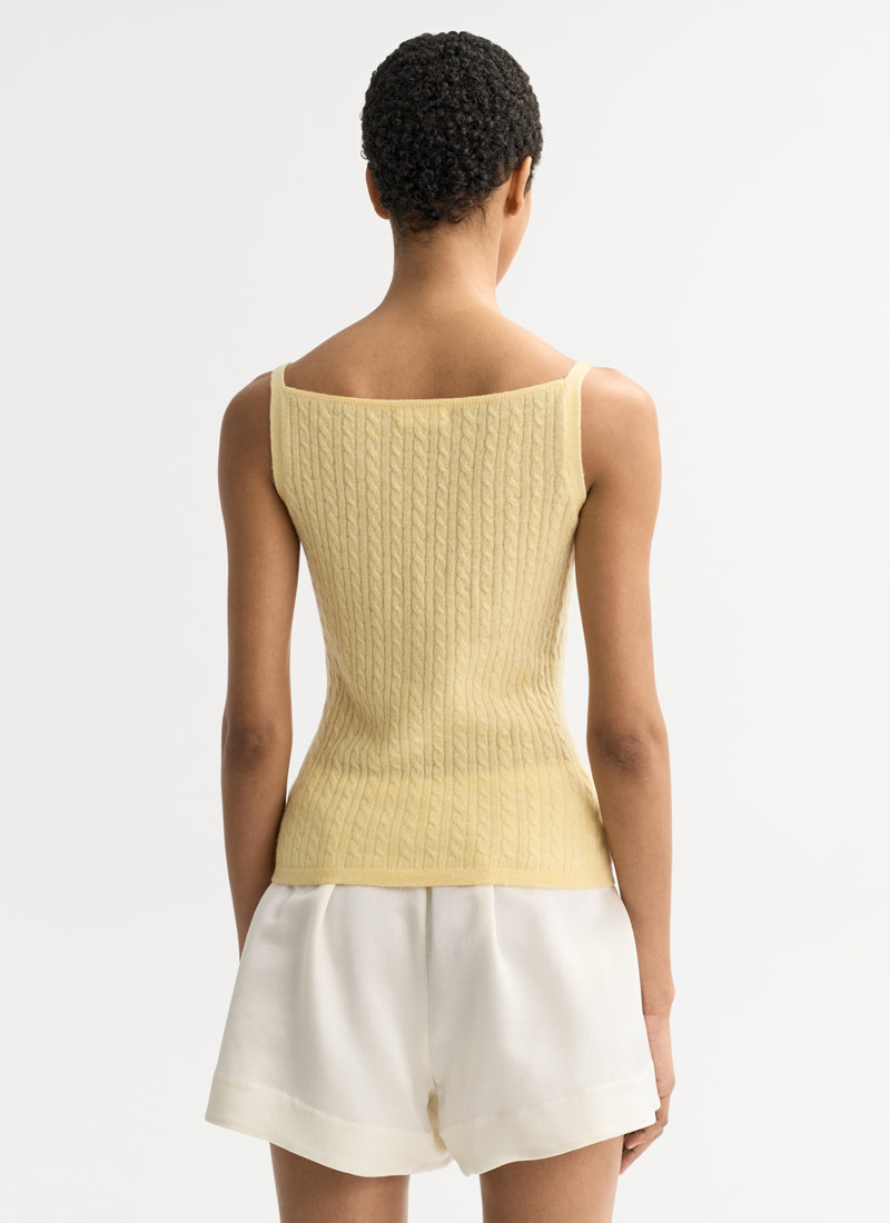 Cable Knit Singlet in yellow by Soft Goat