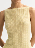 Soft Goat Cable Knit Cashmere Singlet Tank Top