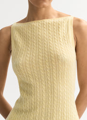 Soft Goat Cable Knit Cashmere Singlet Tank Top