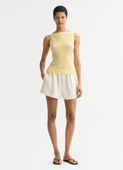 Soft Goat Cable Knit Cashmere Singlet Tank Top