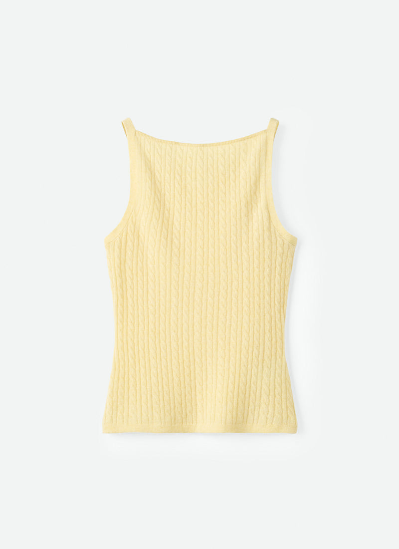 Soft Goat Cable Knit Cashmere Singlet Tank Top