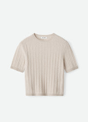 Soft Goat Cable Knit Cashmere Top