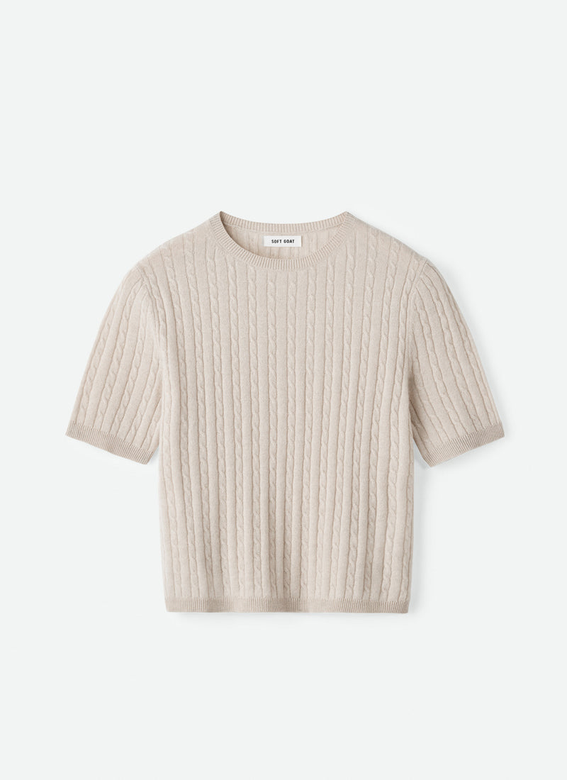 Soft Goat Cable Knit Cashmere Top