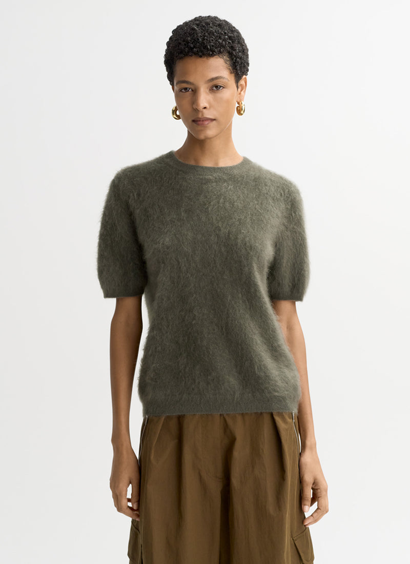  Brushed Short Sleeve Sweater by Soft Goat at Andrews 