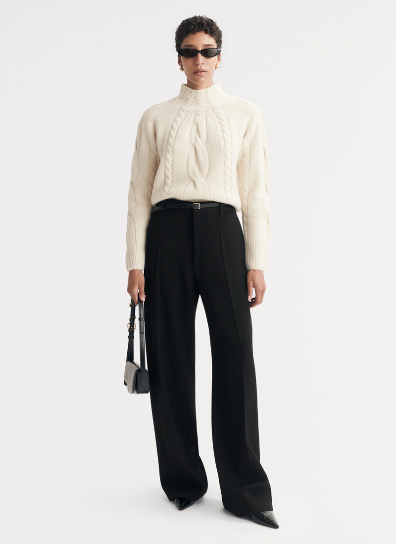Soft Goat Chunky Cable Turtleneck Sweater