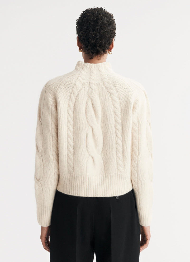 Soft Goat Chunky Cable Turtleneck Sweater