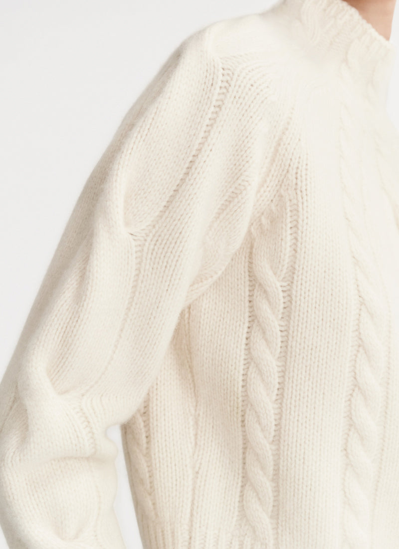 Soft Goat Chunky Cable Turtleneck Sweater