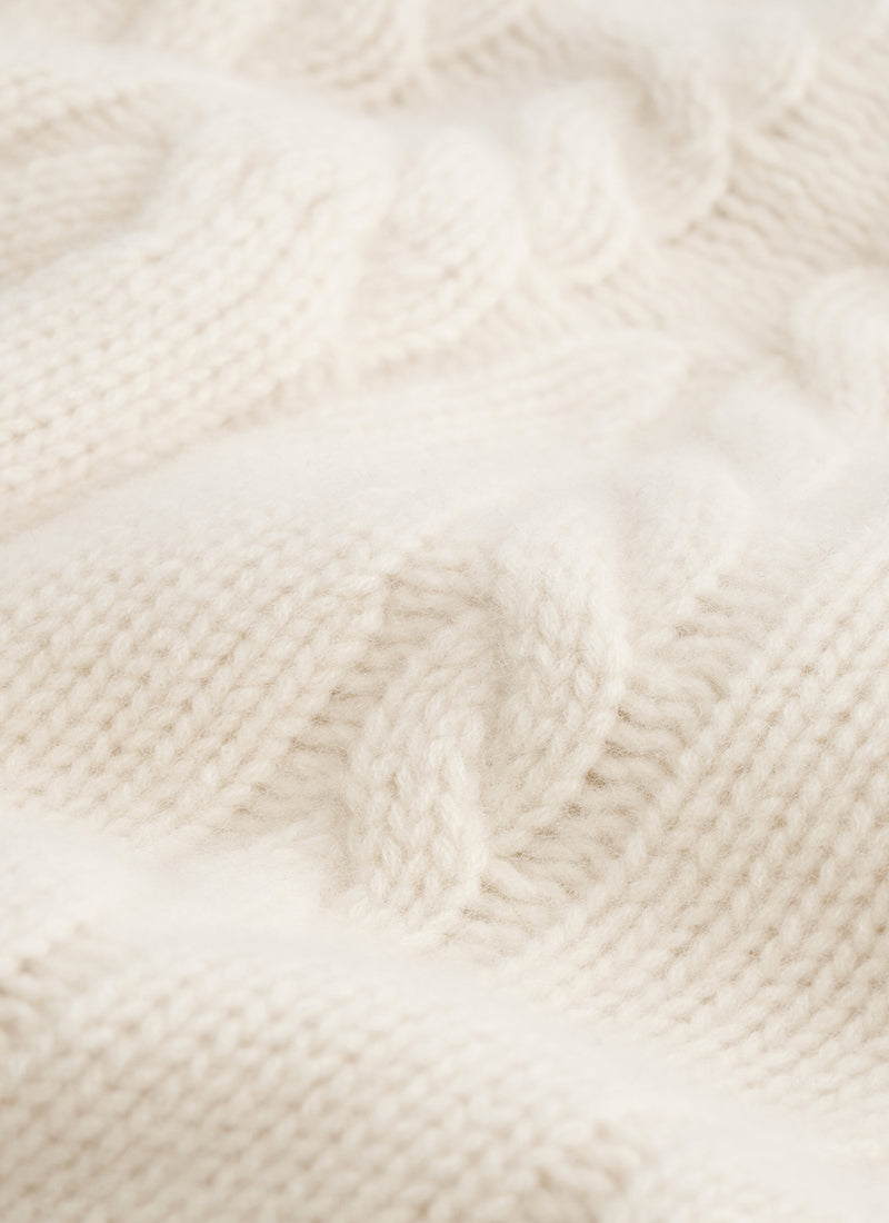 Soft Goat Chunky Cable Turtleneck Sweater