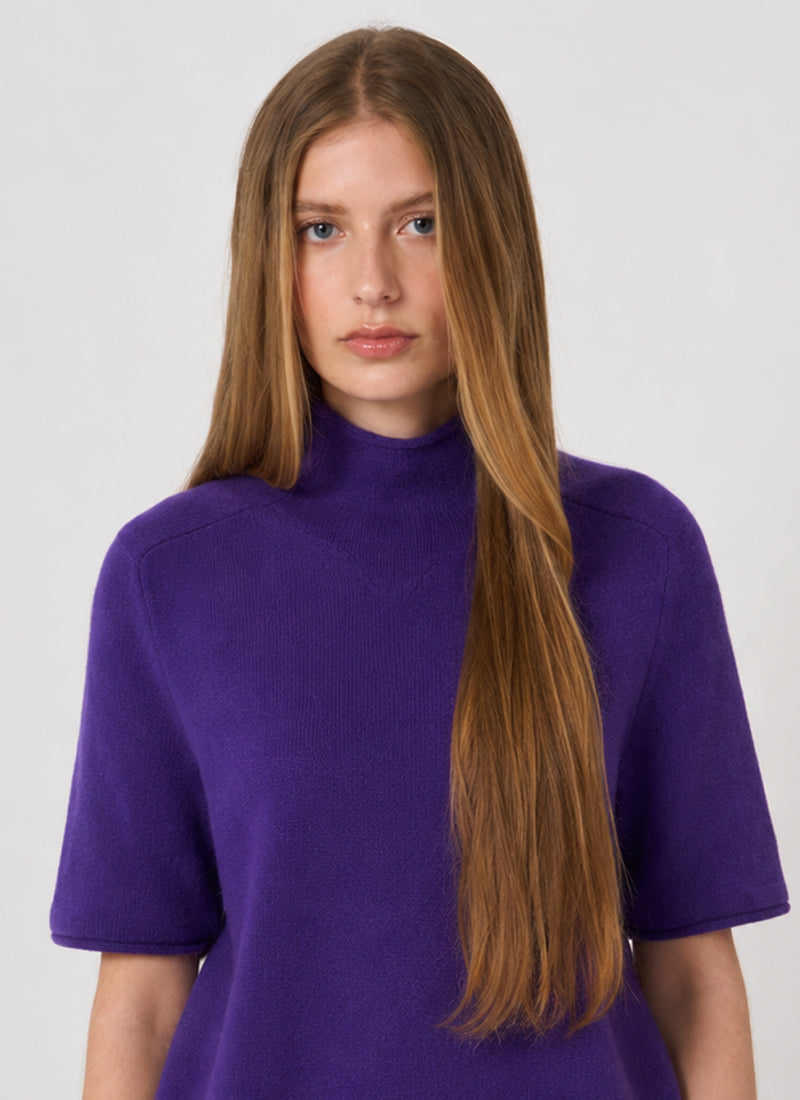 Short Sleeve Organic Cashmere Knit Pullover