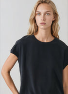 Short Sleeve Silk Dolman Crewneck Blouse