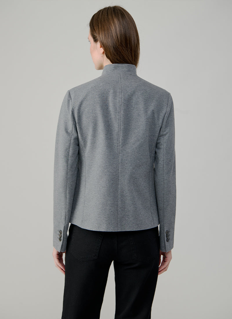 Stand Collar 4 Button Light Fleece Blazer