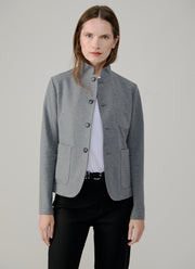 Stand Collar 4 Button Light Fleece Blazer